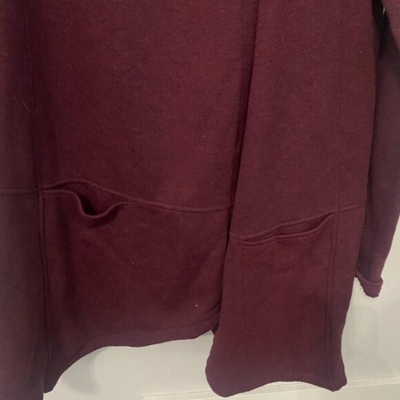 Shambhala Women's Burgundy Spacedye Asymmetrical Wrap Cowl Cardigan Size Large - Picture 3 of 7